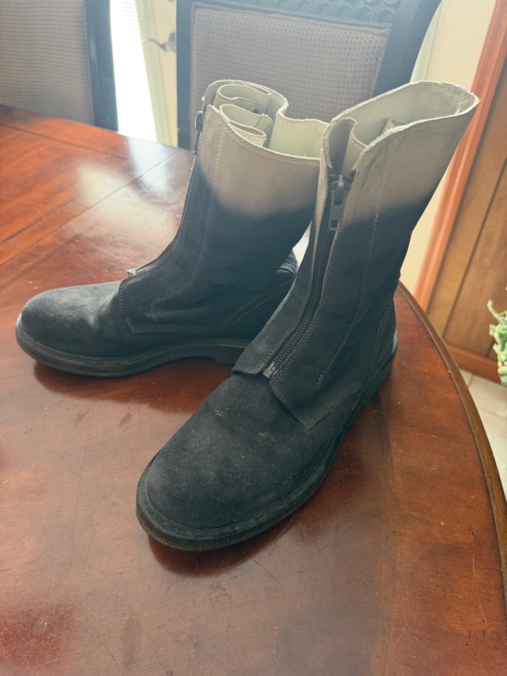 Ann Demeulemeester Black Suede Zip-Up Men's Boots